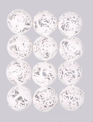 12 Esferas Artesanales Navidad Diamantadas Resistentes 7.5cm