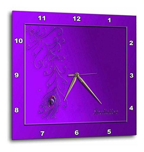 3dree Dpp 43475 1 Peacock Plumas, Reloj De Pared Púrpura, 10
