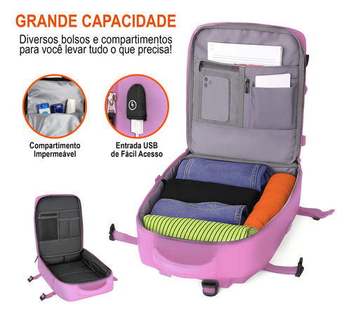 Mochila De Viagem Unissex Zeno On Espaço Amplo Notebook Impermeável Rosa
