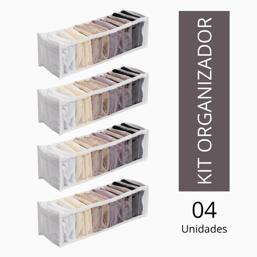 Organizador De Gavetas Transp. - Kit 4 Unids