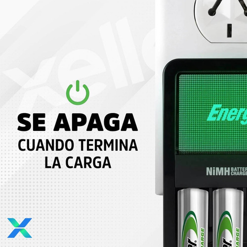 Imagen 3 de 10 de Combo Cargador Energizer Mini + 2 Pilas Aa + 6 Pilas Aaa Rec