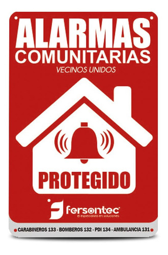 Placa Letrero Cartel Disuasivo Alarma Comunitaria Casa