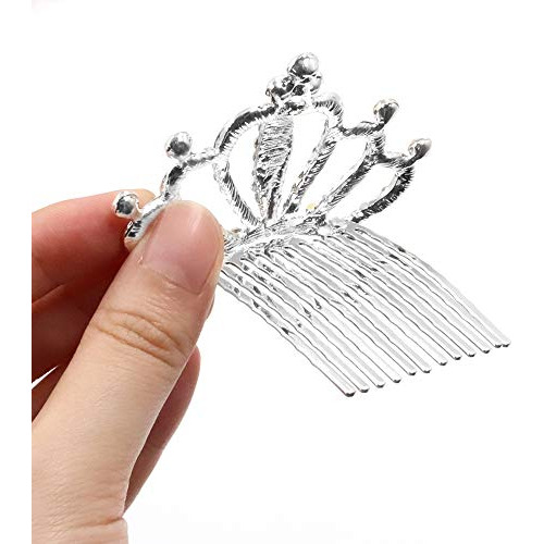 Corona De 3 Tiaras Plateadas Nodg Con Peine Para El Pelo, Mi
