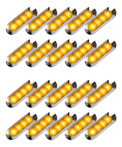 20 Luces Laterales Led Ámbar Para Remolque Y Camión, 4 Led,