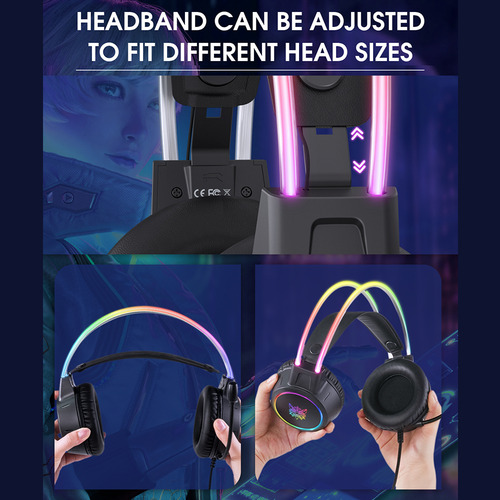 Auriculares Rgb Gaming Onikuma Sponge, Luces Con Cancelación