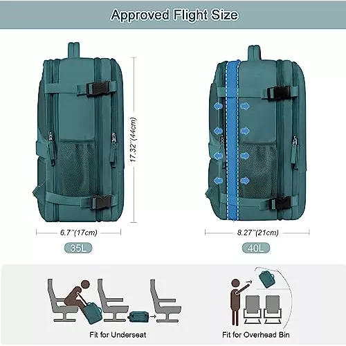 PAPAZAU Mochila de viaje de 40L aprobada por vuelo, mochila de mano para  mujeres y hombres, Azul, Mochilas de viaje