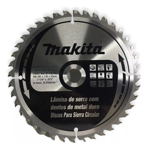Disco Sierra Circular Makita B-19130 185mm 7 1/4 40dt 