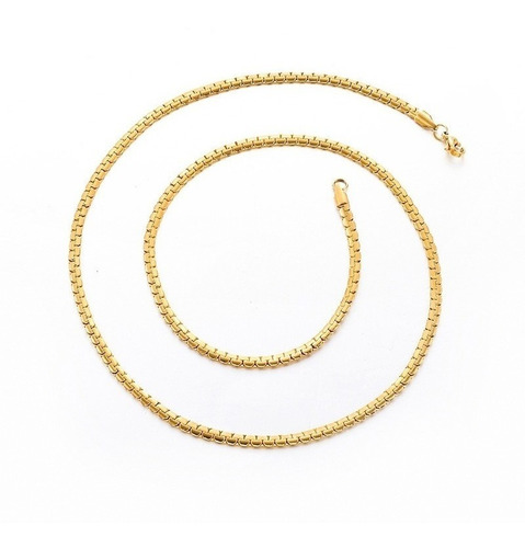 Cadena Collar Serpiente Trenza 3mm Baño Oro 18 Kilates