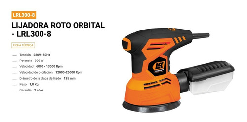 Lijadora roto orbital Lüsqtoff LRL300-8 naranja 50Hz 300W 220V