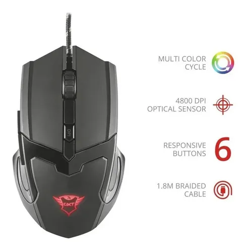 Mouse Gamer Trust Gav Gxt 101 4800dpi 6 Botones Open Box (Reacondicionado)