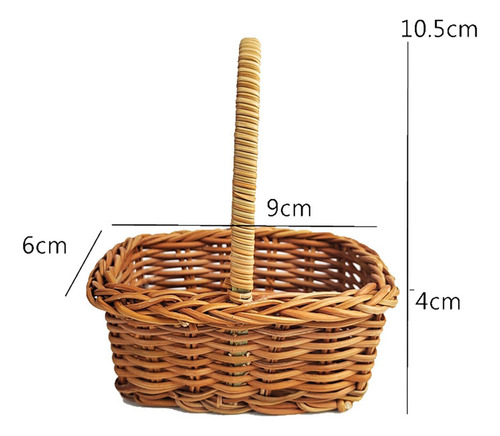 Cesta De Flores Tejida En Miniatura Portátil, Cesta De