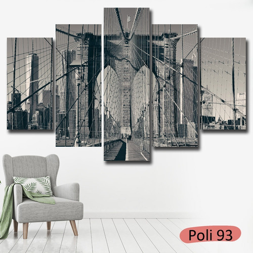 Imagen 7 de 10 de Cuadros Nueva York 150x100 Poliptico Tela Brooklyn Ciudades