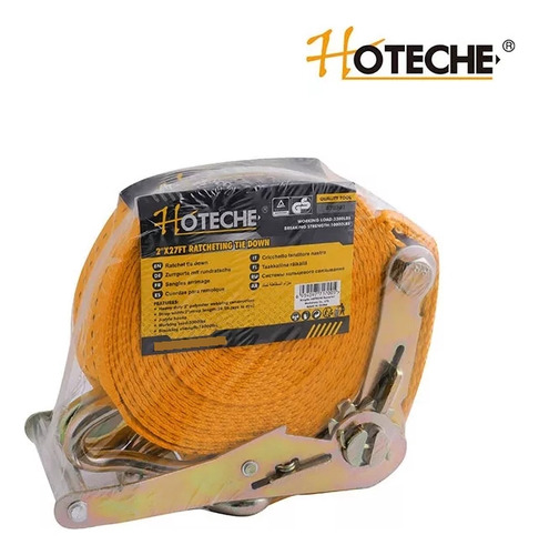 Cinta De Amarre Catraca Trabajo Pesado 8mts 50mm Hoteche