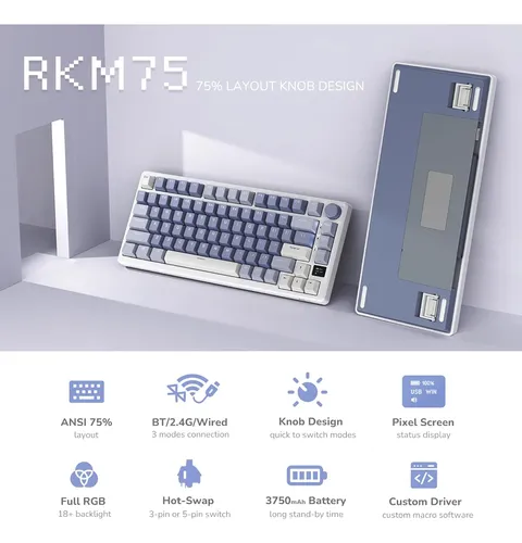 Rk Royal Kludge Teclado Mecánico M75 Con Pantalla