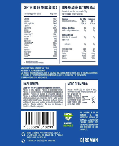 Proteína Vegetal Orgánica Falcon Protein 1.170kg Birdman