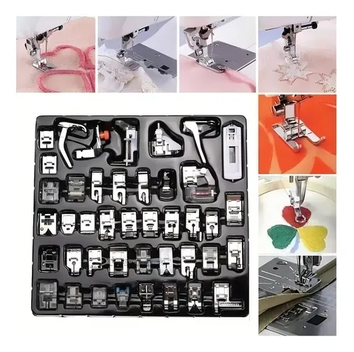 Kit 42 Pie Prensatelas Maquinas Coser Singer Brother Panavox Color Plateado