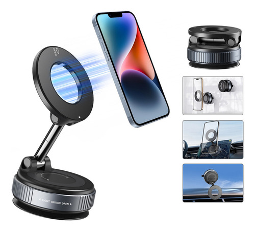 TONEOF Soporte Magnético para Teléfono Celular Mini Soporte de Coche con Vacío Adsorción Y Anillo Magnético para iPhone y Android para Ventana/Pantalla/Cinta de Correr/Espejo/Superficie Lisa