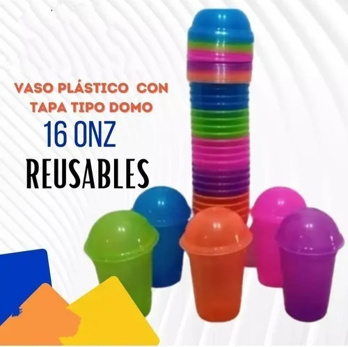 Vasos Con Tapa Domo 16 Oz X 100 Unidades