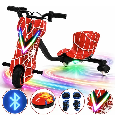 Triciclo Drift Elétrico Infantil Mini Moto 6.5" Bluetooth Vermelho