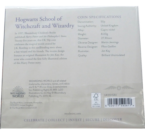 Moeda Harry Potter Hogwarts School 2023 Encarte Lacrado