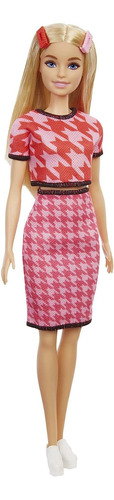 Barbie Fashionistas Muñeca Con Pelo Rubio Largo  Top Corto