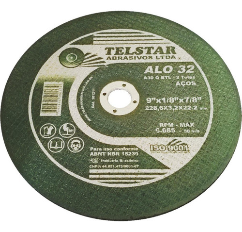 Disco Ferro Telstar 09 X 1/8 X 7/8 2 Telas 301211 - Kit C/5
