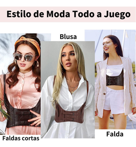 Cinturón Mujer Pu Ajustable Hebilla, Corsé Dama Genérica Café Único