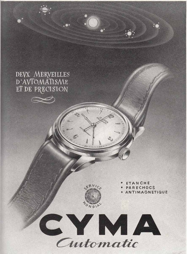 Antigua Hoja Publicidad Reloj Cyma Automatic Francia