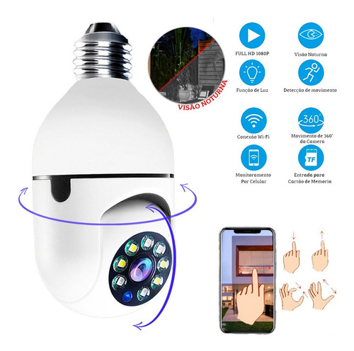 Câmera de segurança Jortan CA-1003 Resolução Android Led Remoto Sem Fio com resolução Full HD 1080p visão nocturna incluída branca