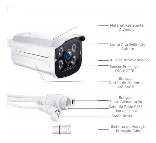 Câmera De Segurança Ip 604 2 Antenas Externa + Fonte