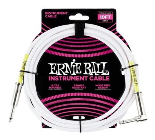Cable Para Instrumento Ernie Ball Blanco 3.04 Mts. 6049