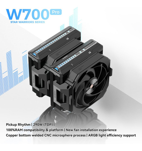 Alseye W700 Pro Cpu Cooler Dual-tower 290w Tdp Pwm 7 Tubería