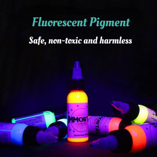 Tintas Para Tatuar Uv Brilla Noche Luz Fluorescente 1/2 Onza