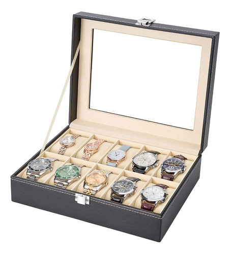 Caja Para Reloj Organizador De Relojes Y Joyas 10 Espacios