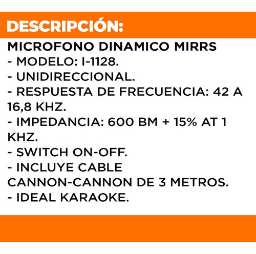 Microfono Dinamico Cable Balanceado Karaoke Liq# Prm