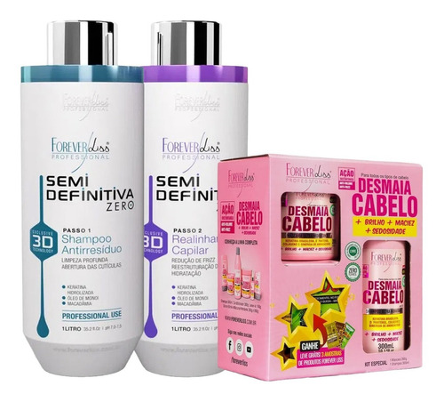 Kit Especial Desmaia + Semi Definitiva 3d Forever Liss Litro