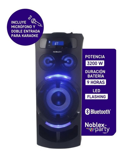 Parlante Torre Noblex Mnt290p Tower System 30w Bluetooth Color Negro