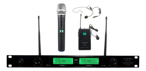 Microfono Inalambrico Profesional Uhf 2 Canal Sistema Para