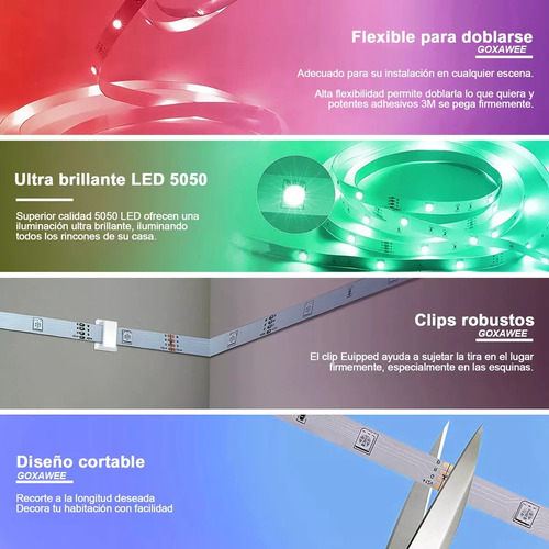 Fita De Leds 15 Metros Rgb Controle Wifi Sincronizada Com Música Inteligente Alexa Adequada Para Quarto Presentes Festas E Decoração Diy