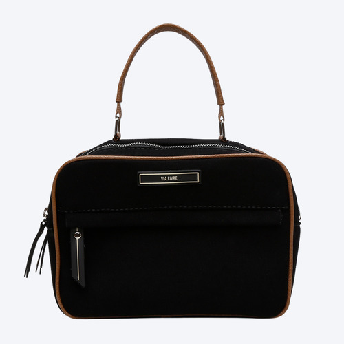 Bolsa Com Alça Elegante Casual Feminina Grande Dia A Dia Preto Lisa Cromo Preto