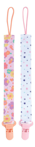 Nuby Pacifinder Clip Chupete Bebé Flores Lunares Paq 2 Mmg