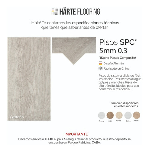 Imagen 3 de 9 de Piso Vinilico Click Spc 5mm 0.3wl X M2 Simil Madera