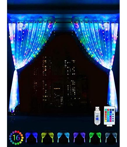 Cortina De Ventana Led Luces De Cadena Fiesta De Boda C...