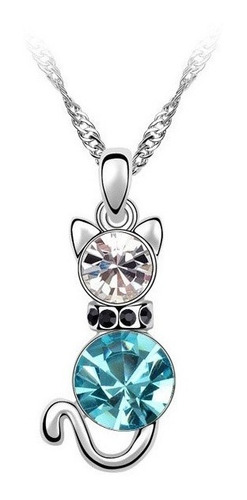 Collar Gato Cristal Mujer Niña + Caja Regalo Joyas 