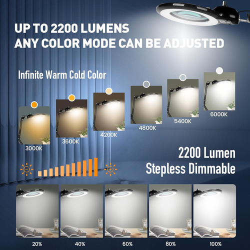 10x Vista De Lupa Con Luz Y Soporte, Kirkas 2-in-1 Cualquier