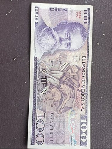 Billete Antiguo De (100 Pesos Mexicanos)  Año 1981