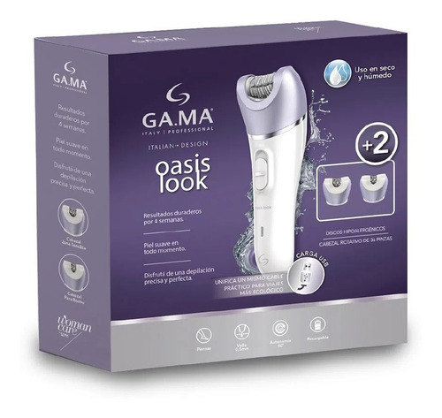 Imagen 3 de 3 de Depiladora Eléctrica Gama Oasis Look Inalámbrica
