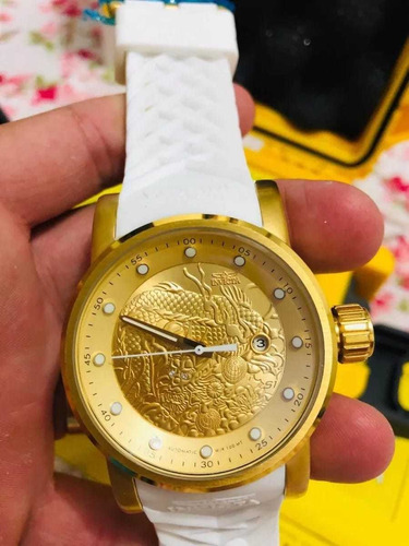 Relógio Invicta Yakuza Banhado A Ouro 18k Na Caixa