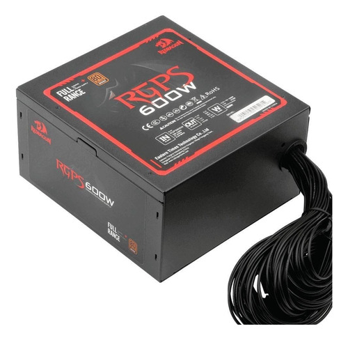 Imagen 2 de 7 de Fuente de poder para PC Redragon RPGS GC-PS002 600W negra 100V/240V