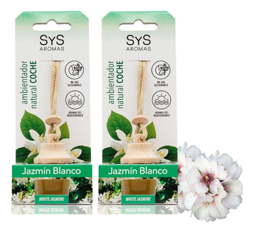 Aromatizante Colgante Para Auto Jazmín Blanco Sys X2